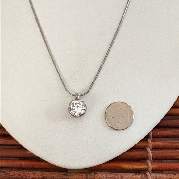 Silpada Elegant Silver Necklace with Crystal Pendant 16”-18” - Picture 5 of 5